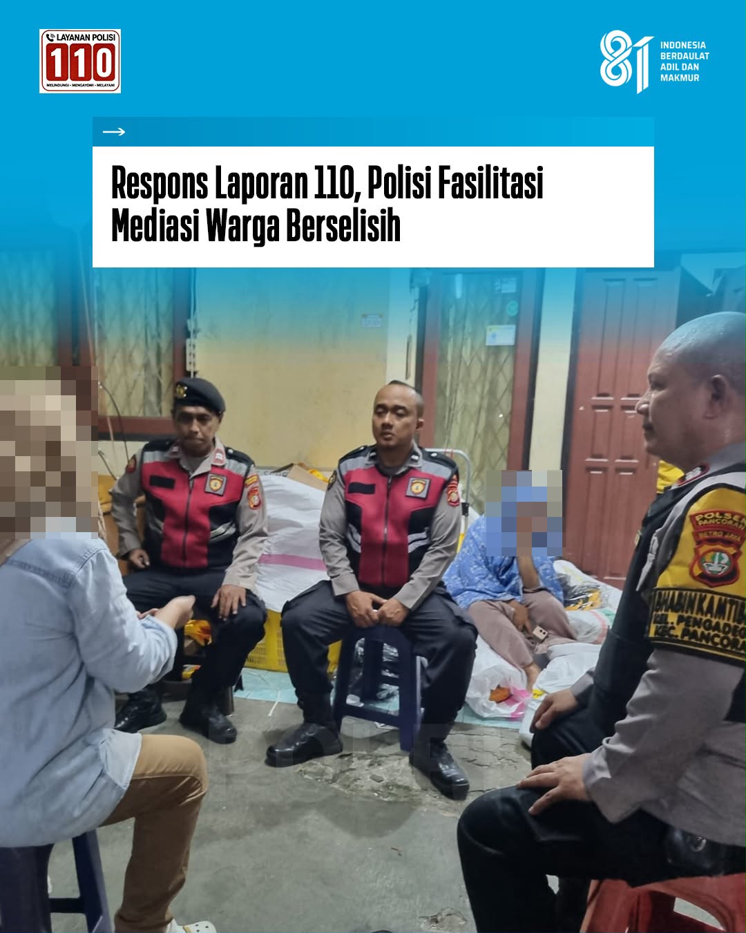 Hadir Tepat Waktu, Polsek Pancoran Jembatani Perselisihan Warga Melalui Jalan Damai